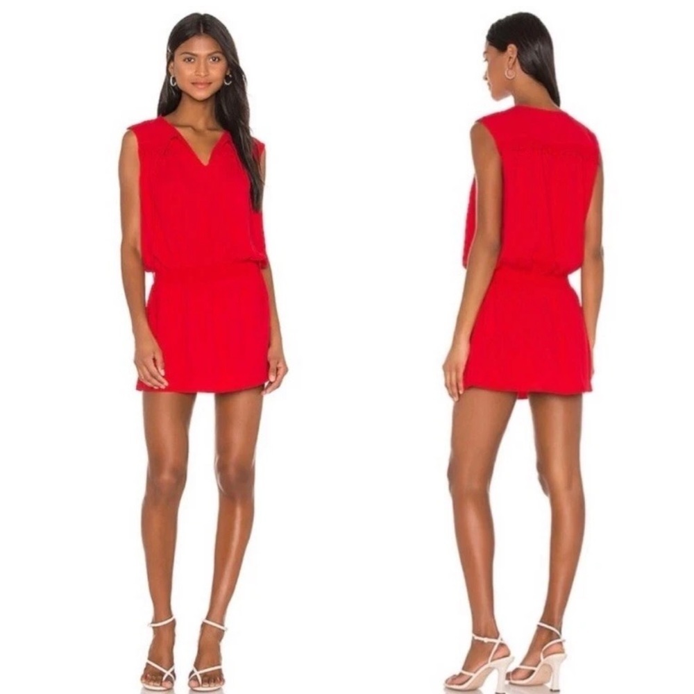 Amanda Uprichard Red Sleeveless V-Neck Mini Dress
